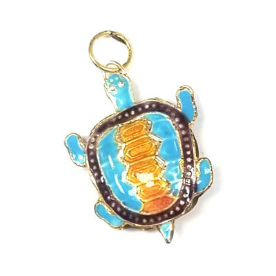 ENAMEL TURTLE 25X33MM TURQUOISE